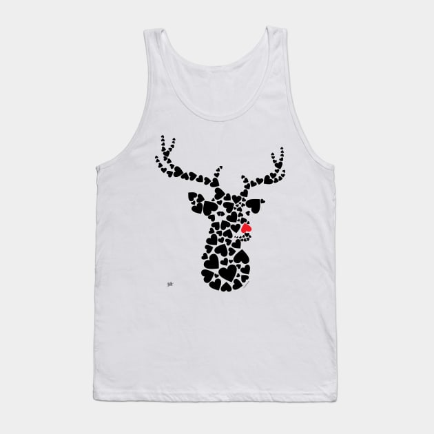 Deer Graphic Hearts Wild Animal Cool Winter Tank Top by DoubleBrush